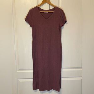 Sonoma Maroon V-Neck Sheath Midi Dress